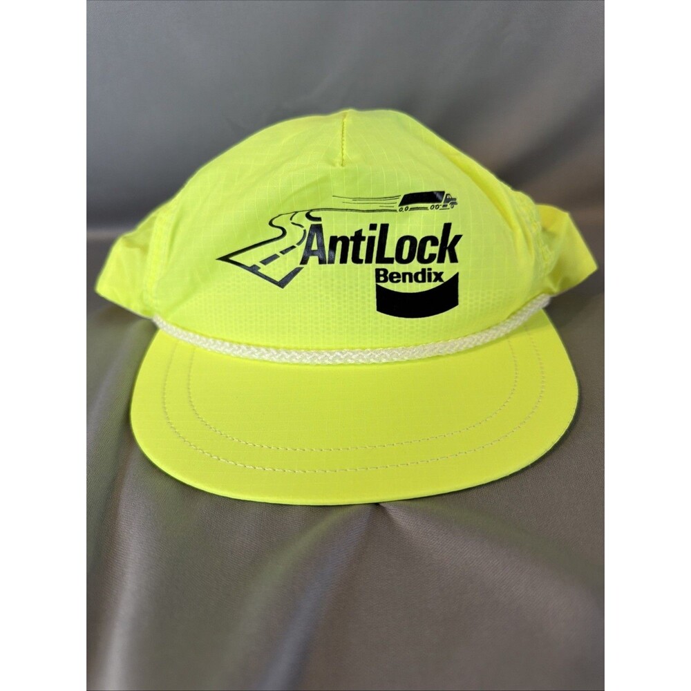 Neon Yellow Hipster Snapback Trucker Hipster Rope Hat ANTILOCK BENDIX Made USA